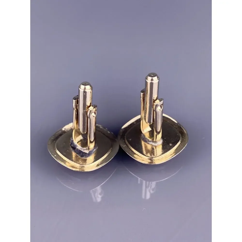 Brown Copper Lucite Seashell Cufflinks Gold Tone Rays Shell Lines Vintage